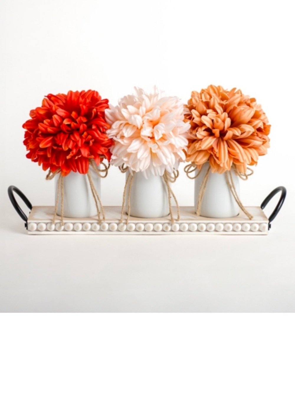 Kirkland's Faux Mum Arrangement on Beaded Tray